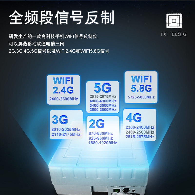 WIFI手机信号5G信号屏蔽器 固定式多频段大功率高增益屏蔽器